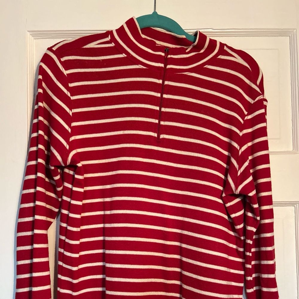LL Bean - Red and White Striped Long Sleeve Top